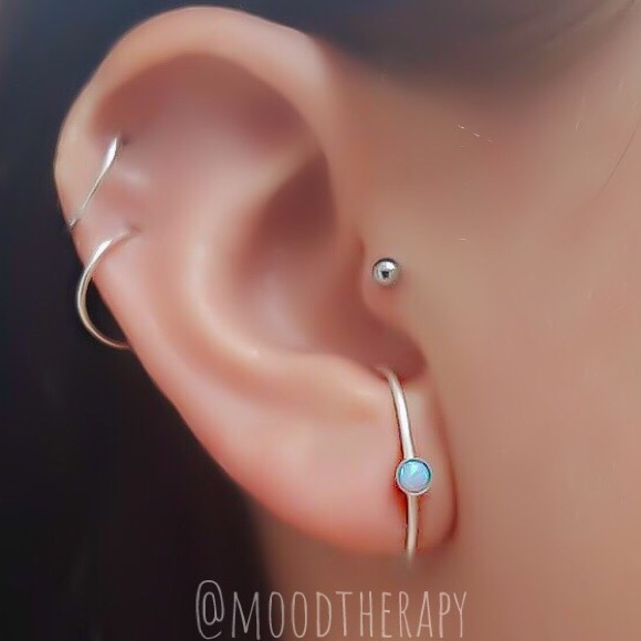 Moodtherapy Jewelry - 925 Sterling Fire Opal Ear Suspender Earrings